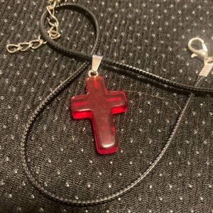 Vibrant Red Cross Pendant Necklace